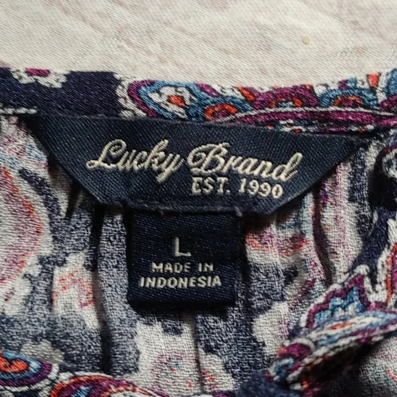 Lucky Brand Blue and Pink Flowy Blouse With Tie - Picture 6 of 10
